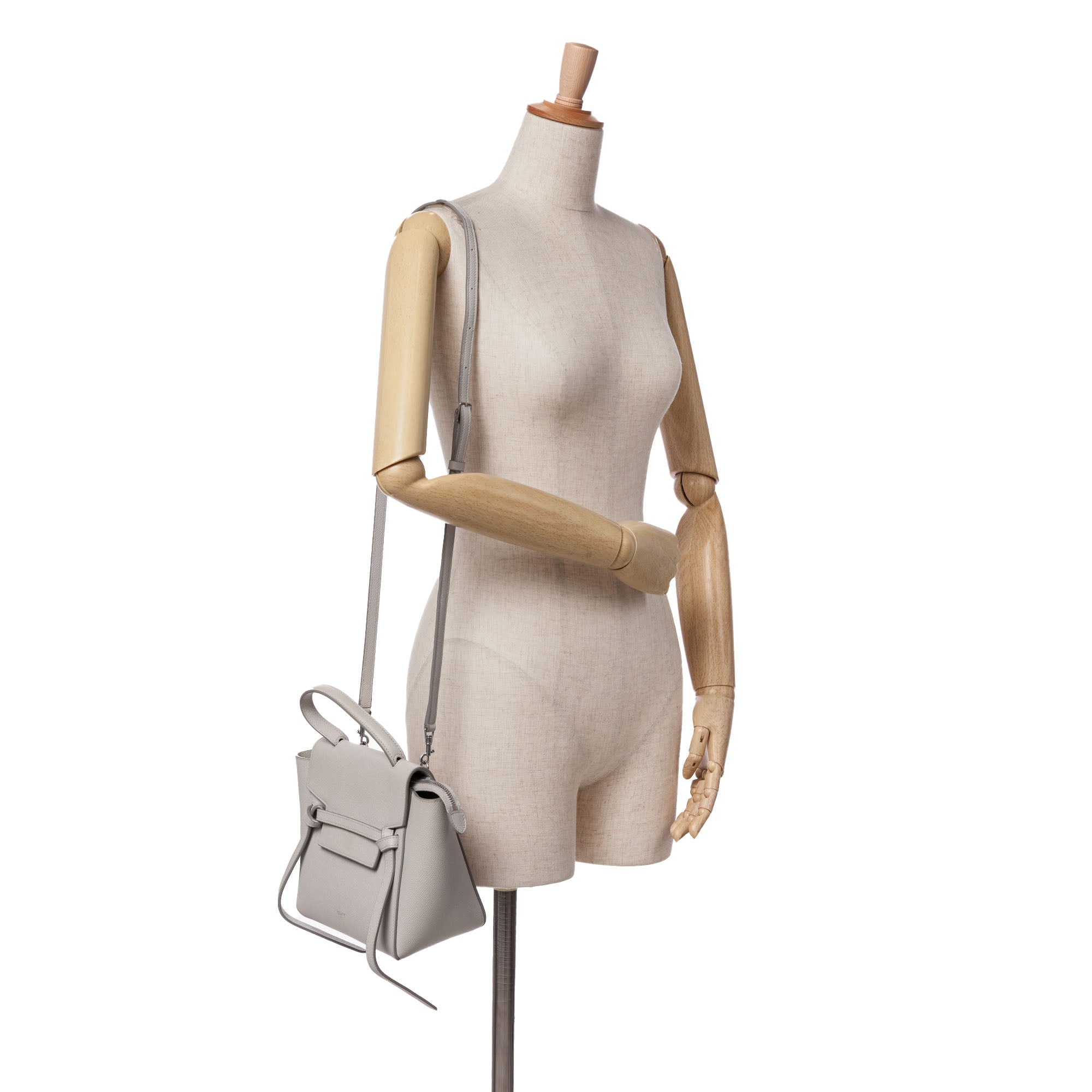 Celine | Pre-Owned Nano Grained Calfskin Belt Bag | Gray/Light Gray