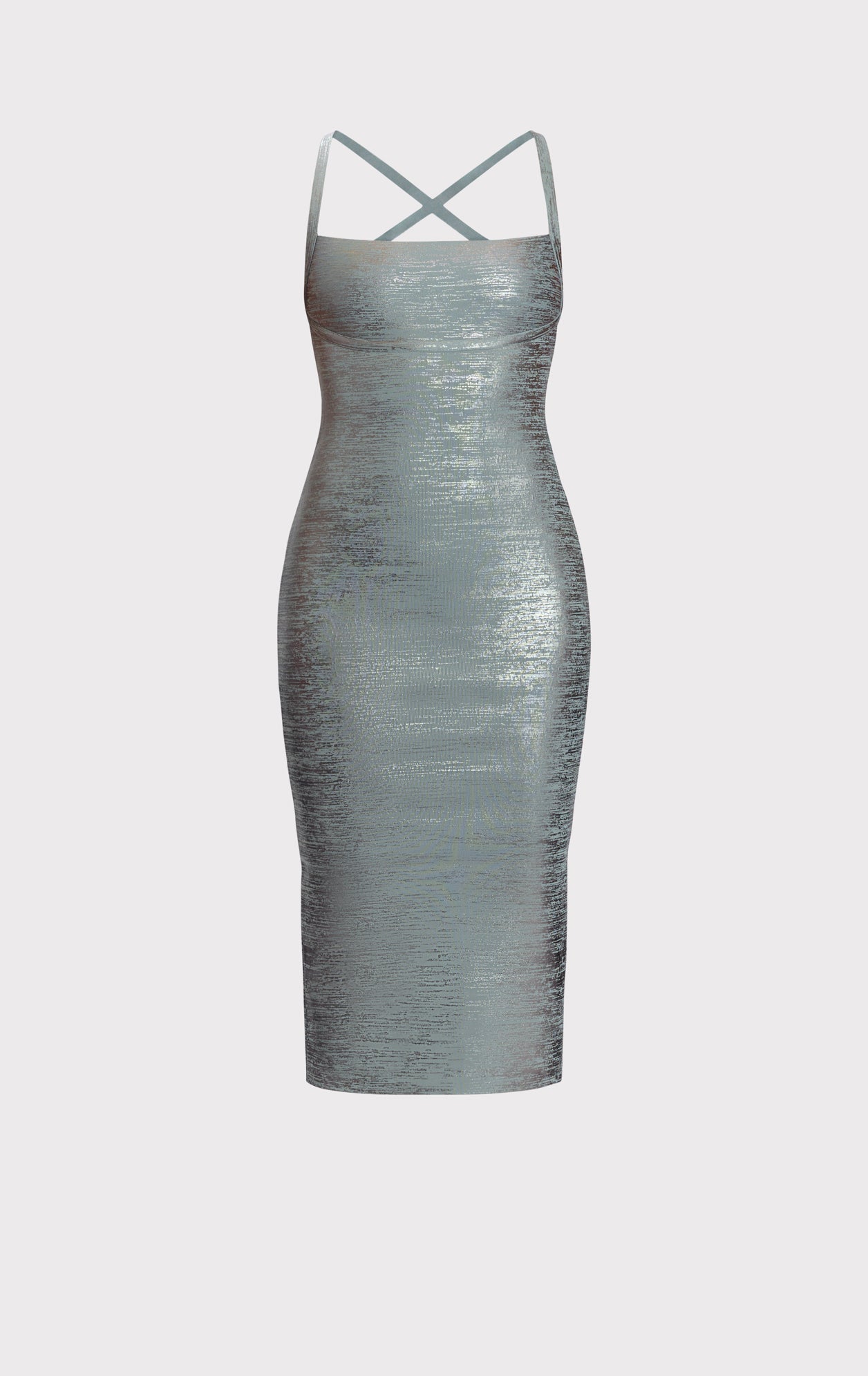 Vinyl Foil Strappy Midi Dress | Smoke Foil