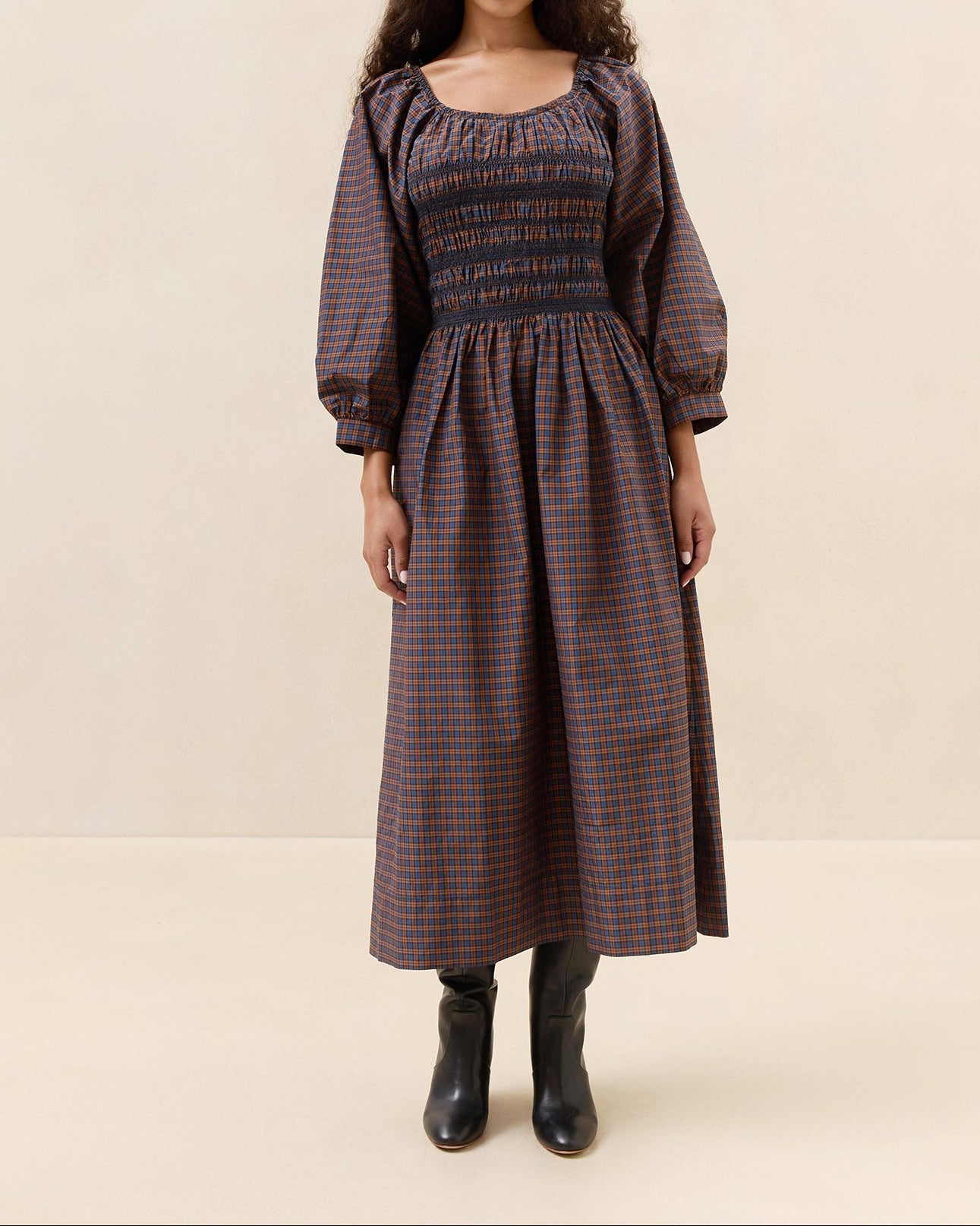 Color: Navy/Rust Plaid