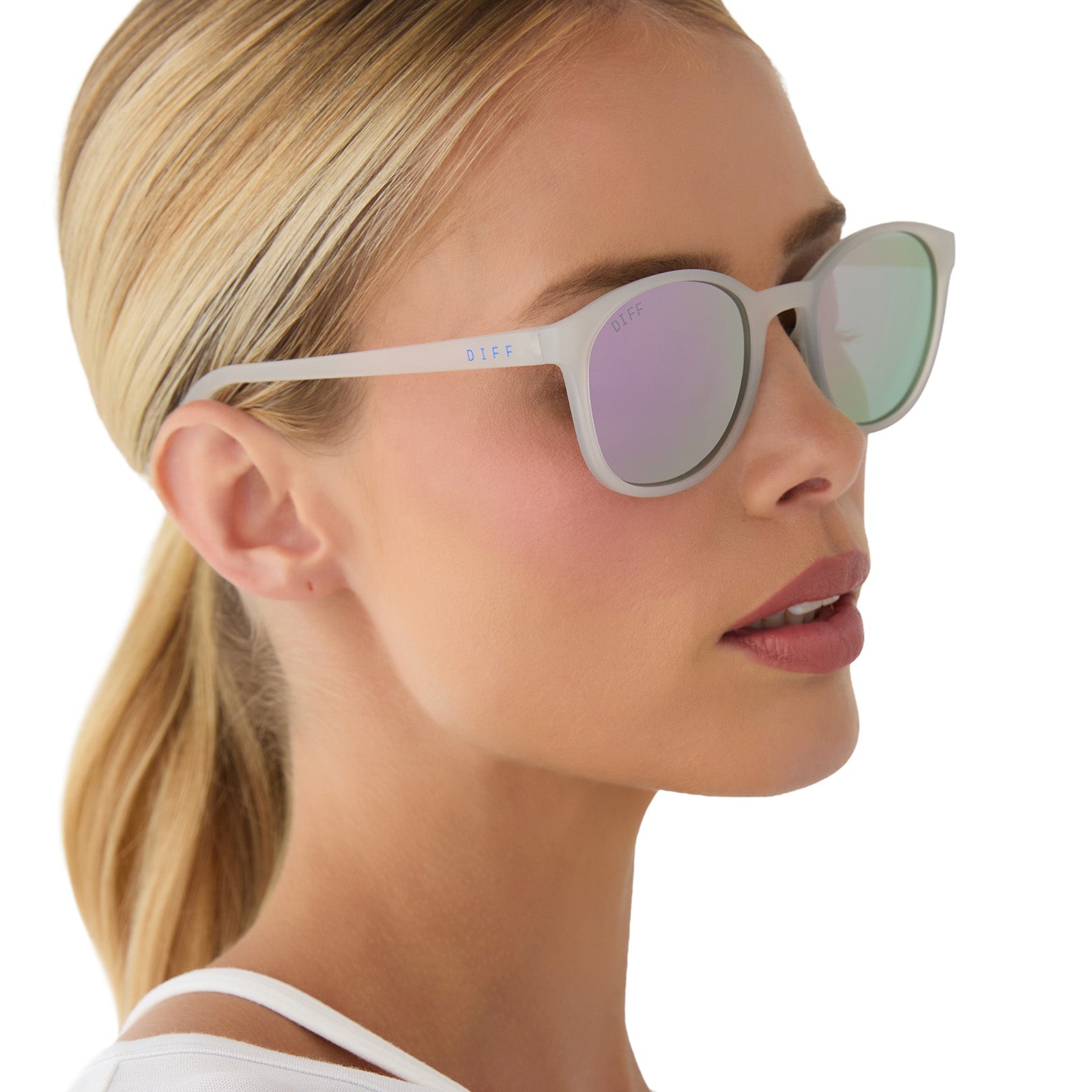 Unisex | Volley Sunglasses | Frosty Matte Crystal | Lavender Polarized Lenses