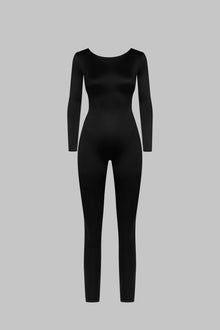 Open Back Long Sleeve Jumpsuit - French Kiss | Black