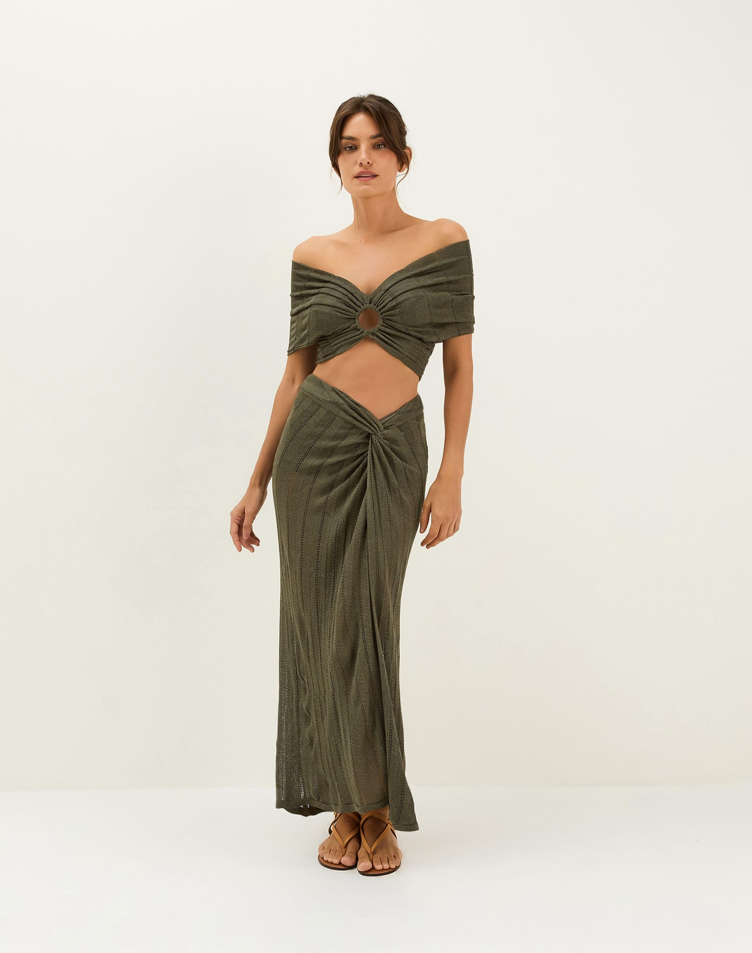 Knit Vis Long Skirt - Evergreen XS