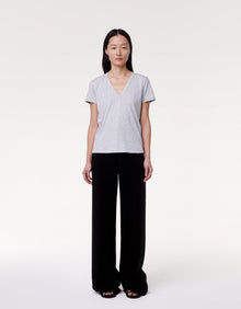 Another Tomorrow V-Neck Tee in Heather Grey – Cotton Women's Top
