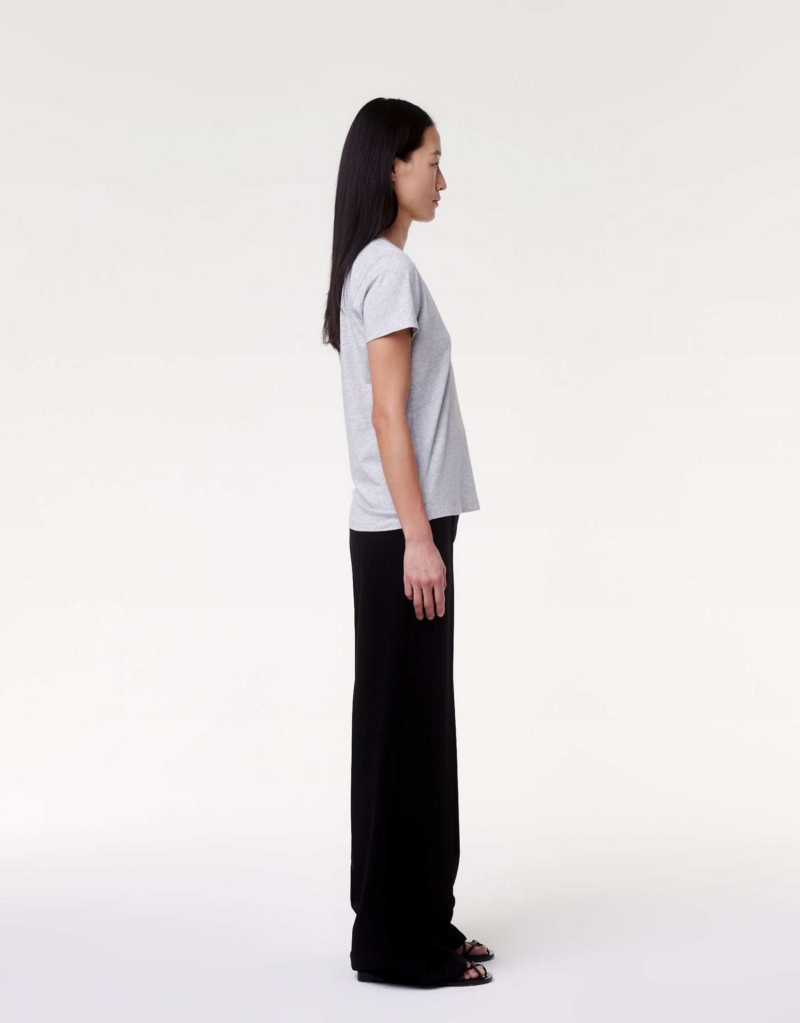 Another Tomorrow V-Neck Tee in Heather Grey – Cotton Women's Top