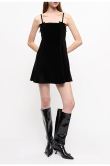 Velour Mini Dress | Black
