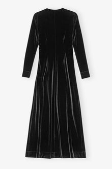 Velvet Jersey Twist Long Dress | Black