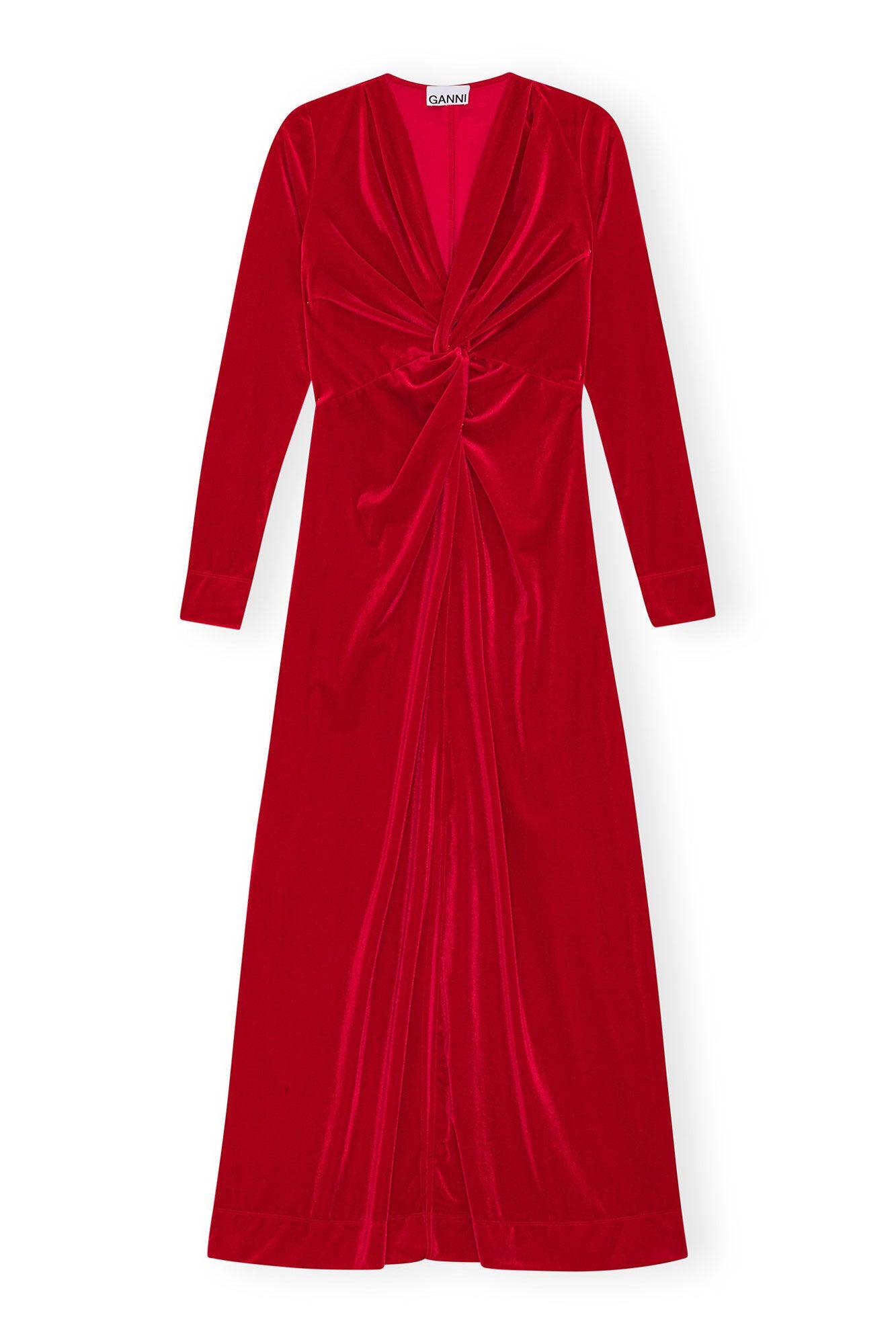 Velvet Jersey Twist Long Dress | Savvy Red