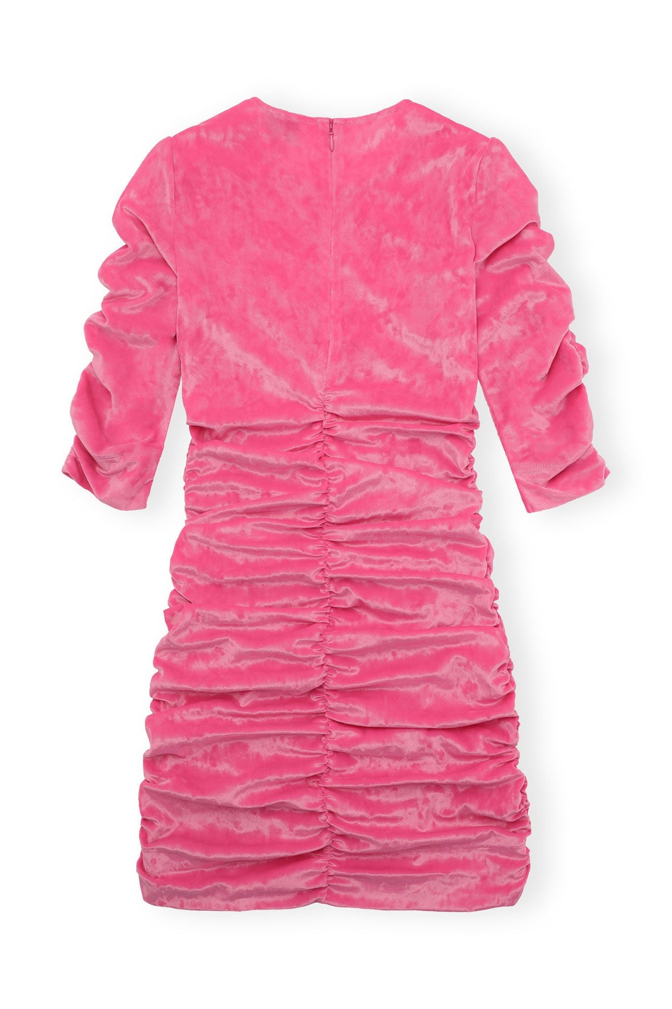 Velvet O neck Dress | Shocking Pink