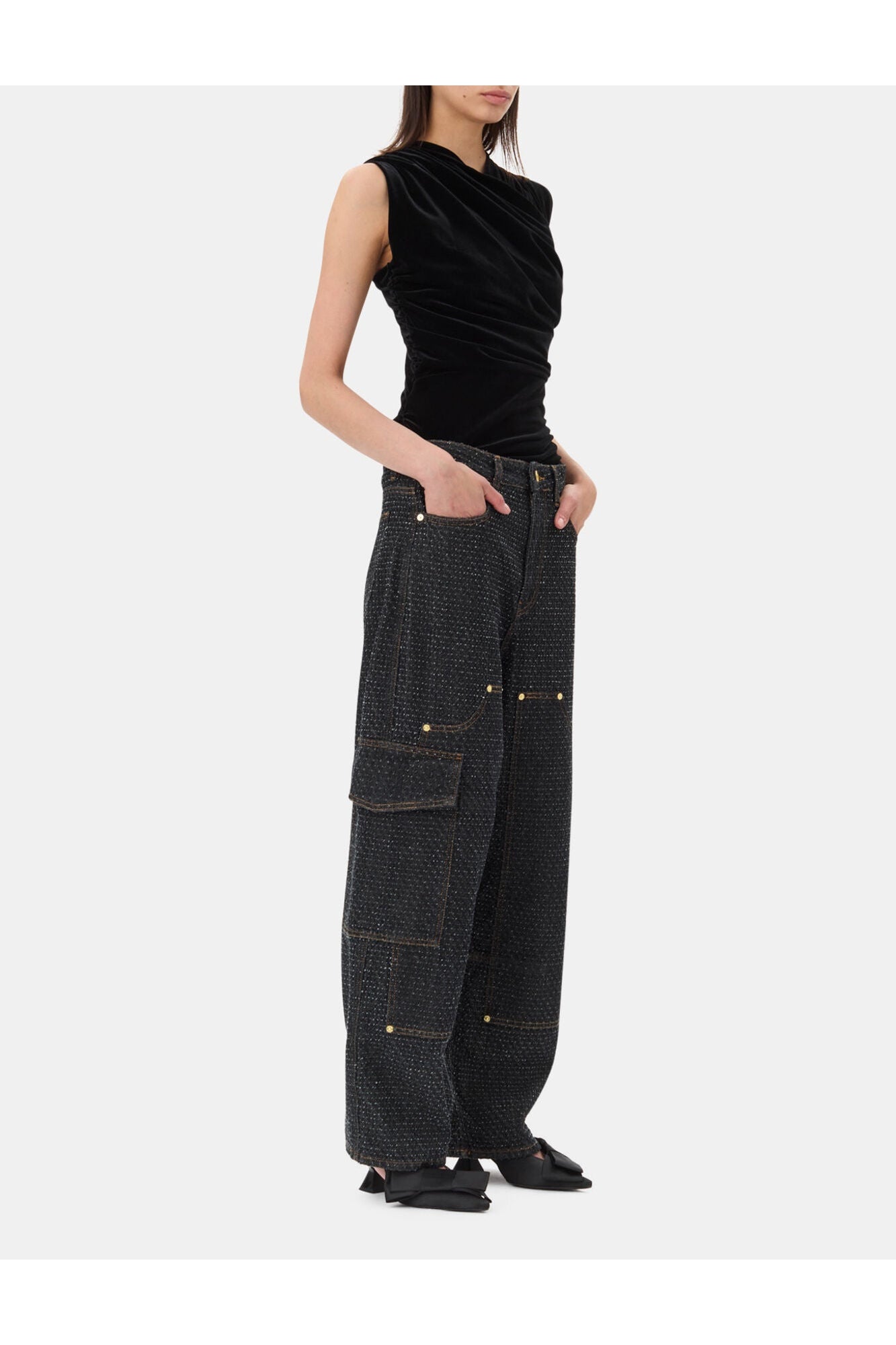 Velvet Ruched Top | Black