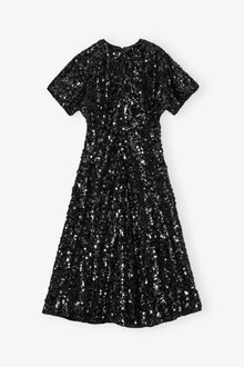 Velvet Sequins Long Dress | Black