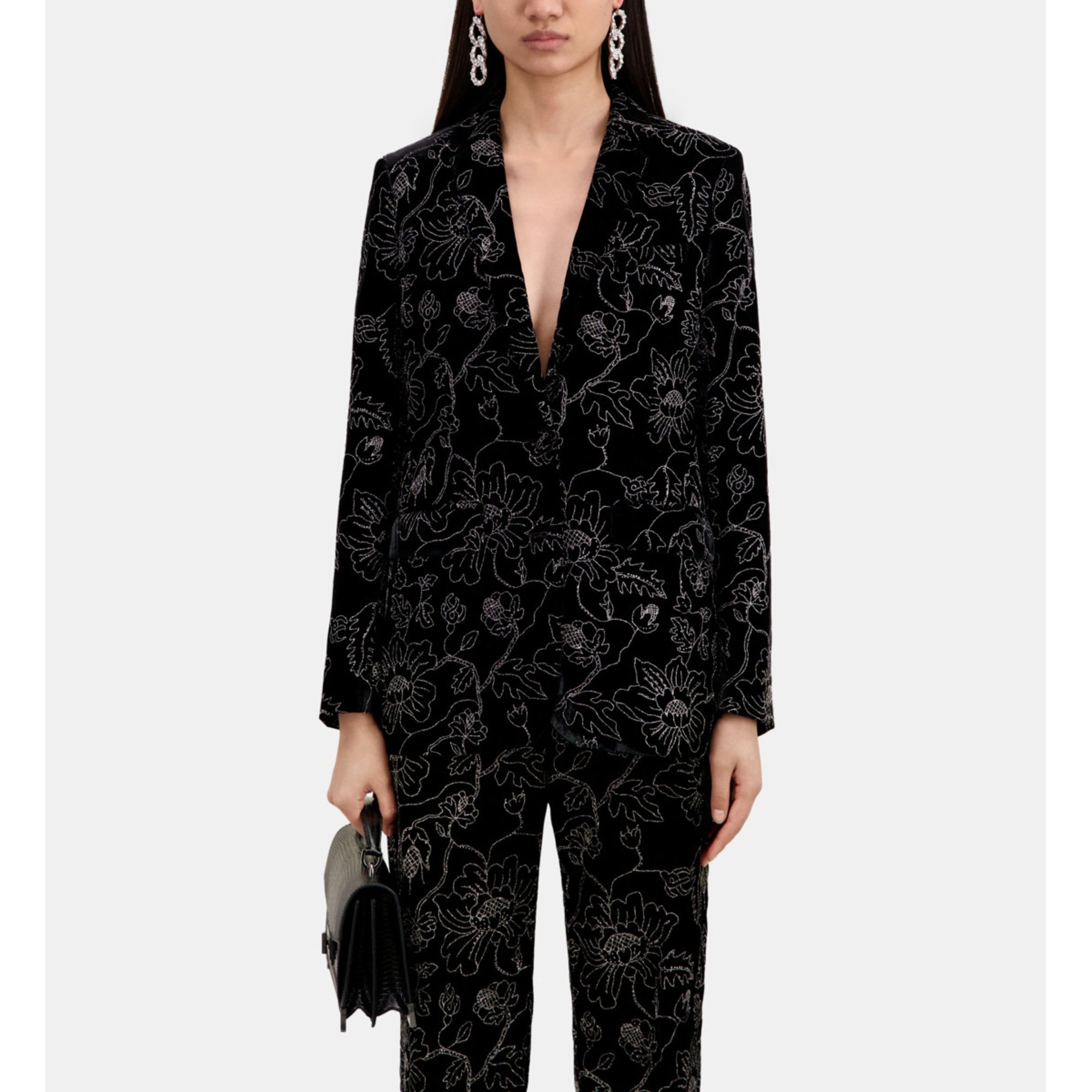 Velvet Suit Jacket | Women | Black