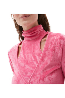 Velvet Wrap Blouse | Shocking Pink