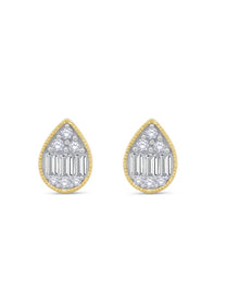 Vermeil Lab Grown Diamond Pear Shape Studs | Yellow Silver