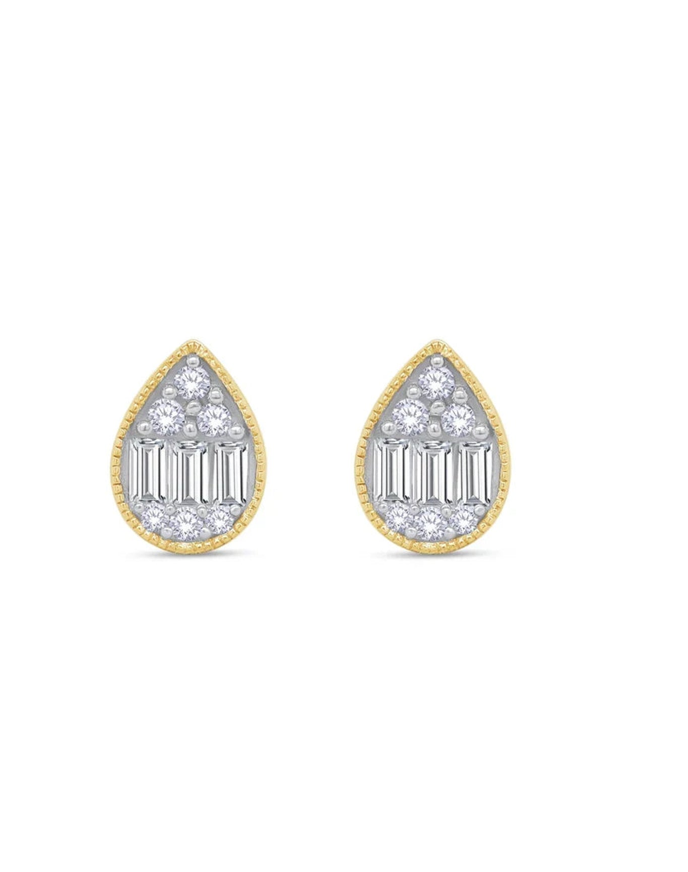 Vermeil Lab Grown Diamond Pear Shape Studs | Yellow Silver