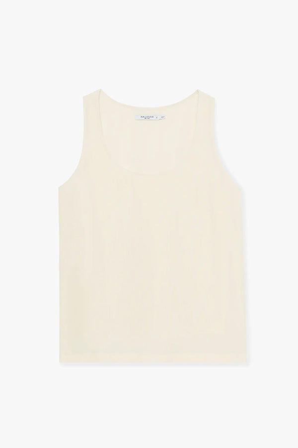 Packshot image of the Vicky Tank—Washable Silk in Pearl | Exclude | Still