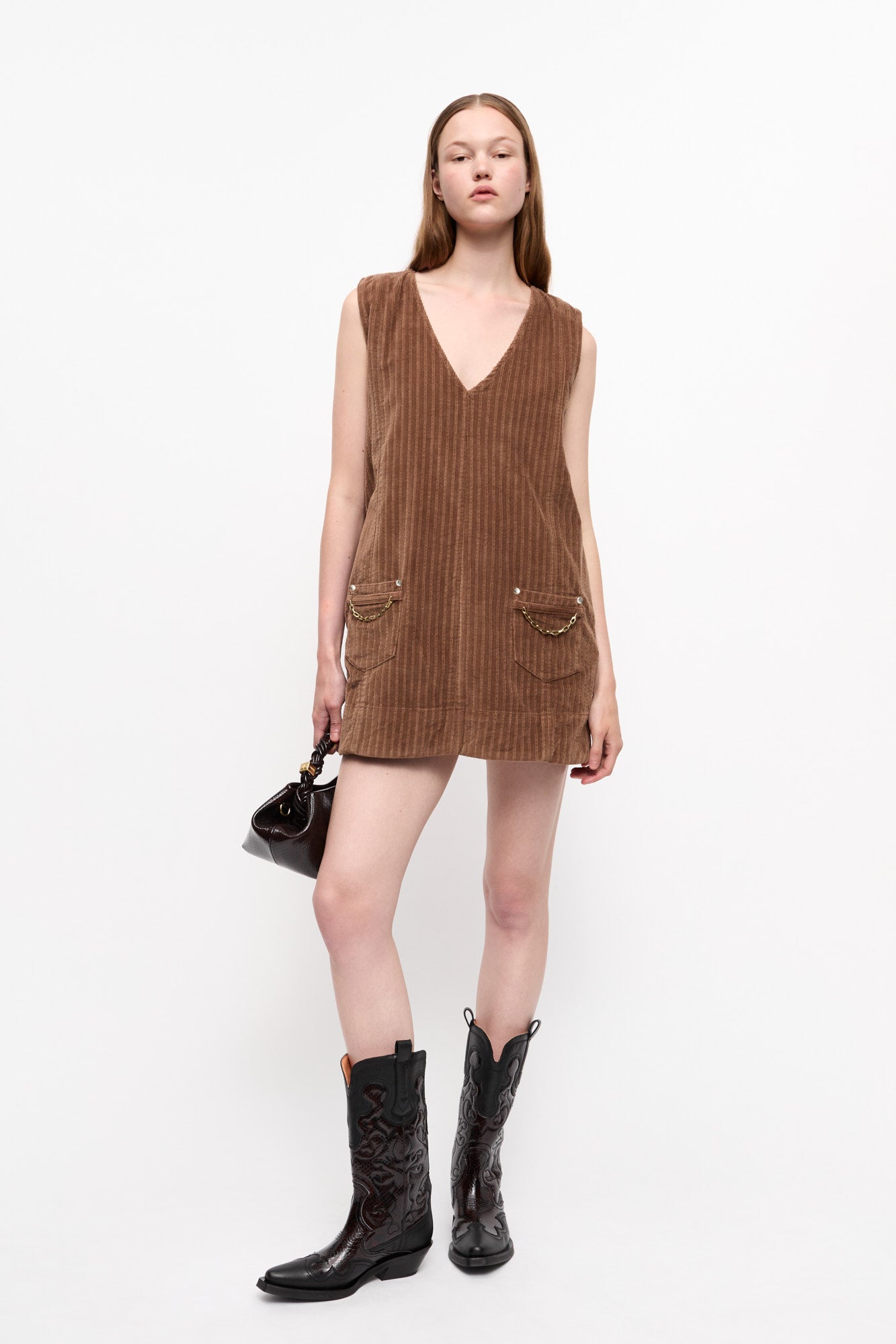 Stretch Corduroy Mini Dress | Rain Drum