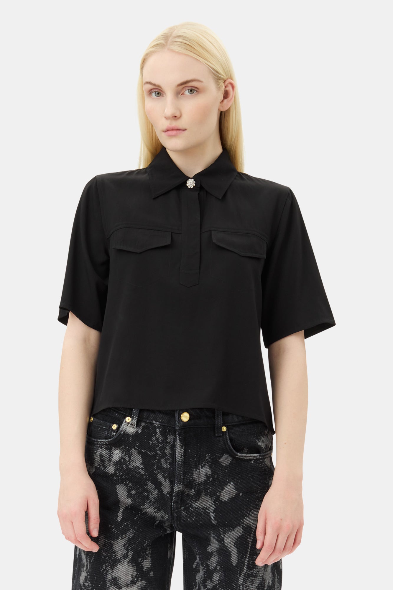 Viscose Twill Shirt | Black
