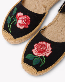 Women's Lauren Lace Up Espadrille | Embroidery | Vogue Roses - Noche Black - Women's Espadrilles - Vogue Roses - Noche Black - Soludos - 