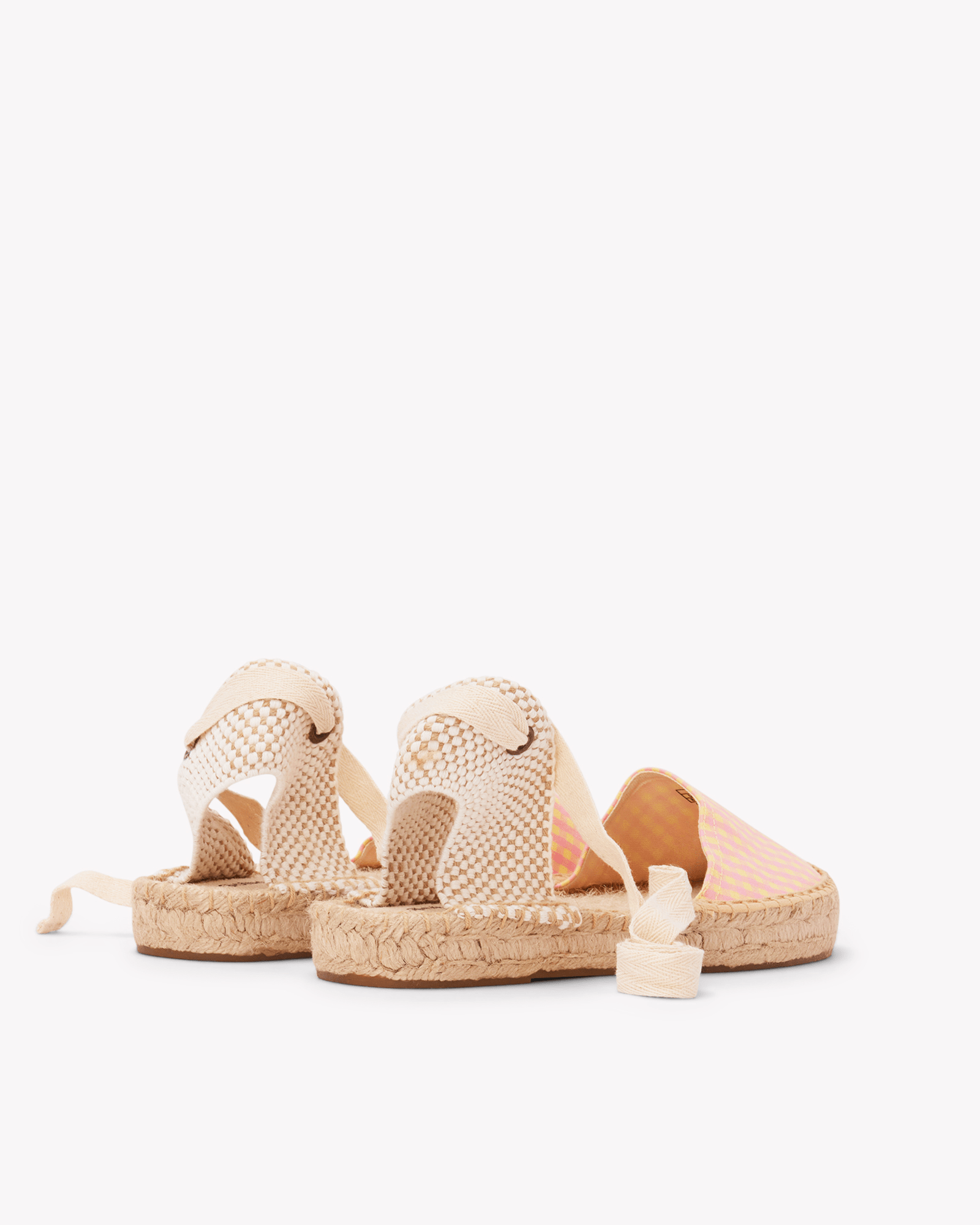 Women's Lauren Lace Up Espadrille | Vichy | Pink - Yellow - Womens Espadrilles - Pink - Yellow - ET2C - 