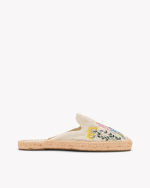 Womens | Smoking Mule Espadrille | Embroidery | Natural