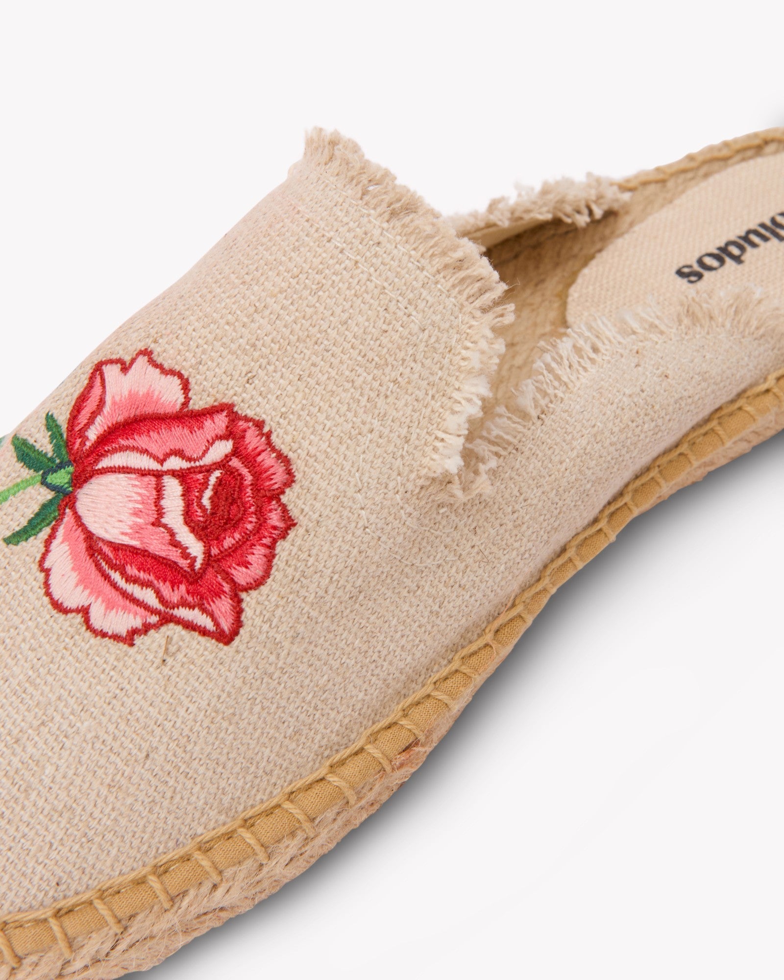 Women's Smoking Mule Espadrille | Embroidery | Vogue Roses - Natural Undyed - Women's Espadrilles - Vogue Roses - Natural Undyed - Soludos - 