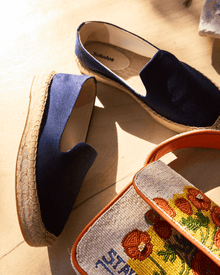 Women's Platform Smoking Espadrille | Woven Color | Armada Blue - Womens Espadrilles - Armada Blue - Soludos - 