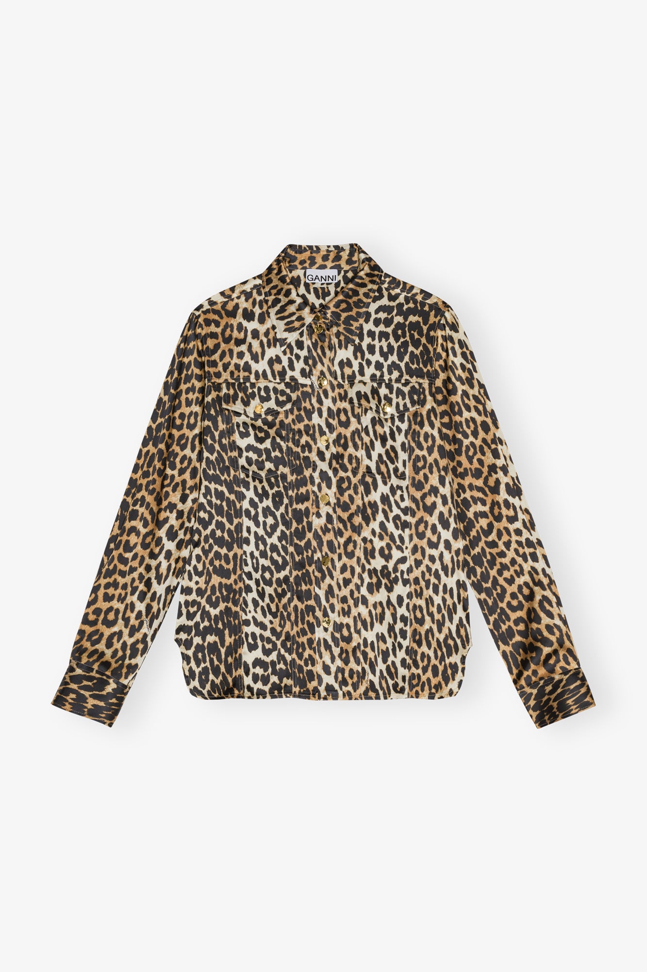 Printed Satin Shirt | Leopard