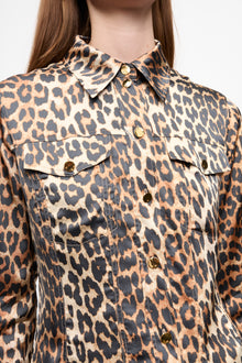 Printed Satin Shirt | Leopard