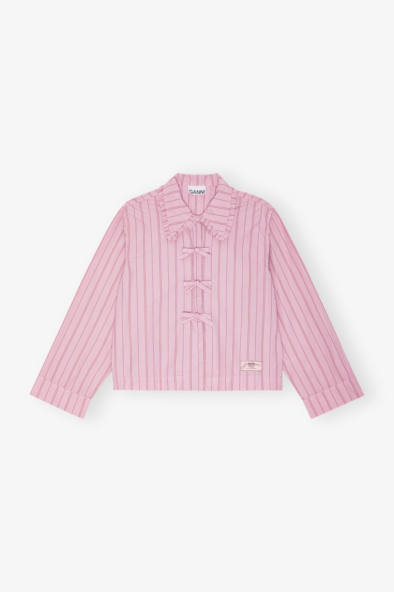 Stripe Cotton Pyjama Shirt | Lilac Sachet
