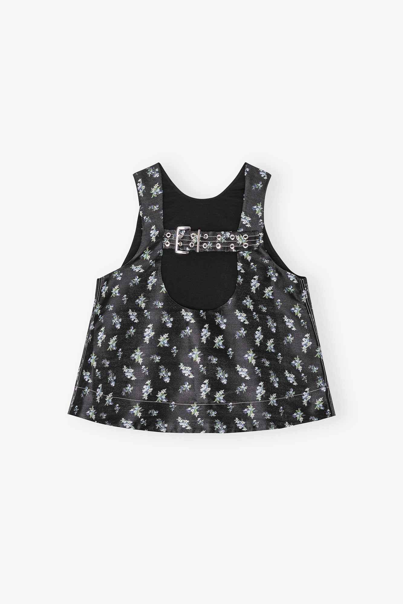 Floral Jacquard Sleeveless Top | Black