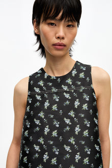 Floral Jacquard Sleeveless Top | Black