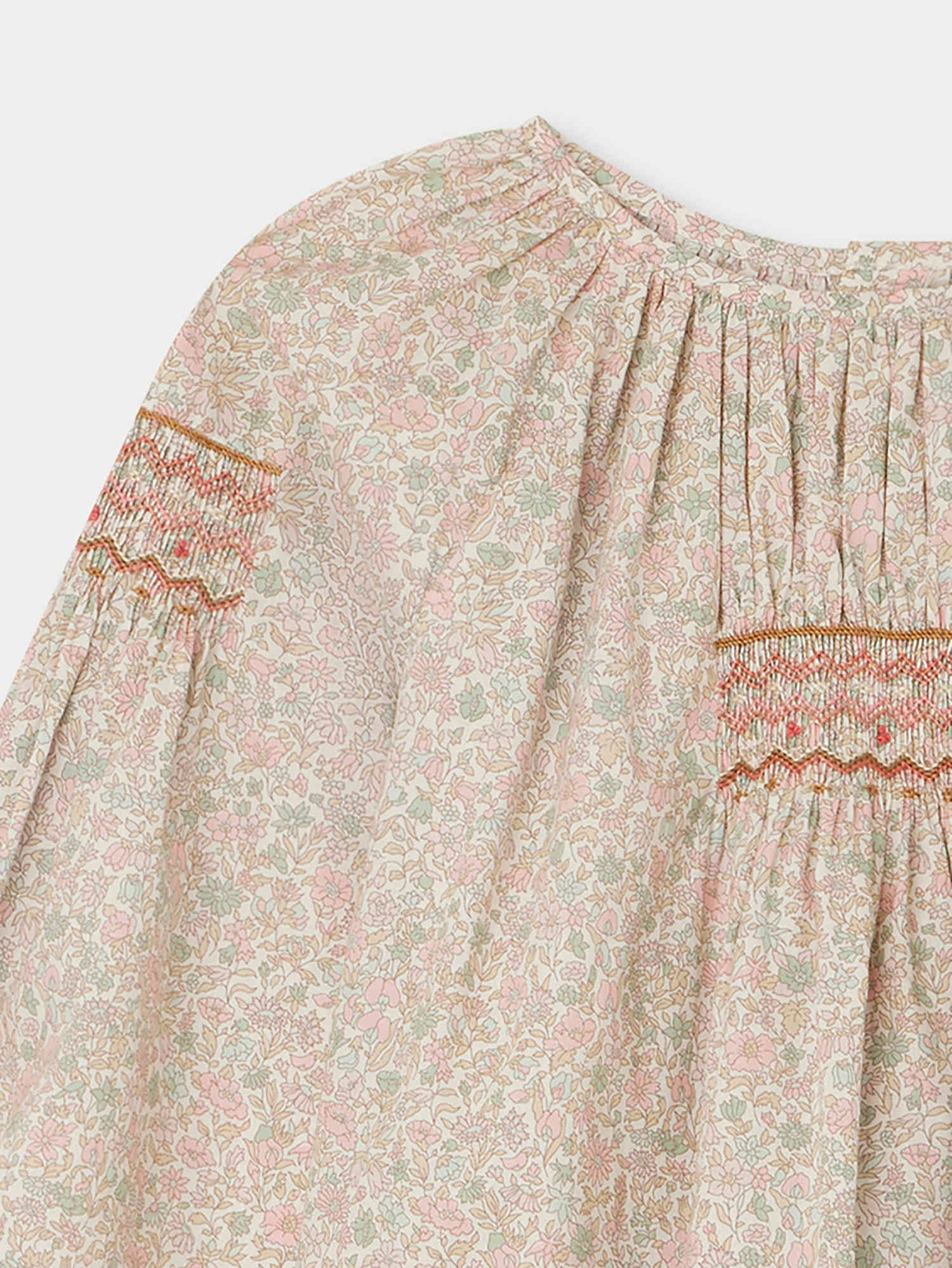 Girl | Poldie Smocked Blouse | Pink Flowers