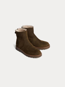 Boy | Greg Boots In Dark Green Leather | Dark Khaki