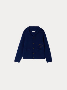 Boy | Gilan Wool Cardigan With Embroidery | Indigo