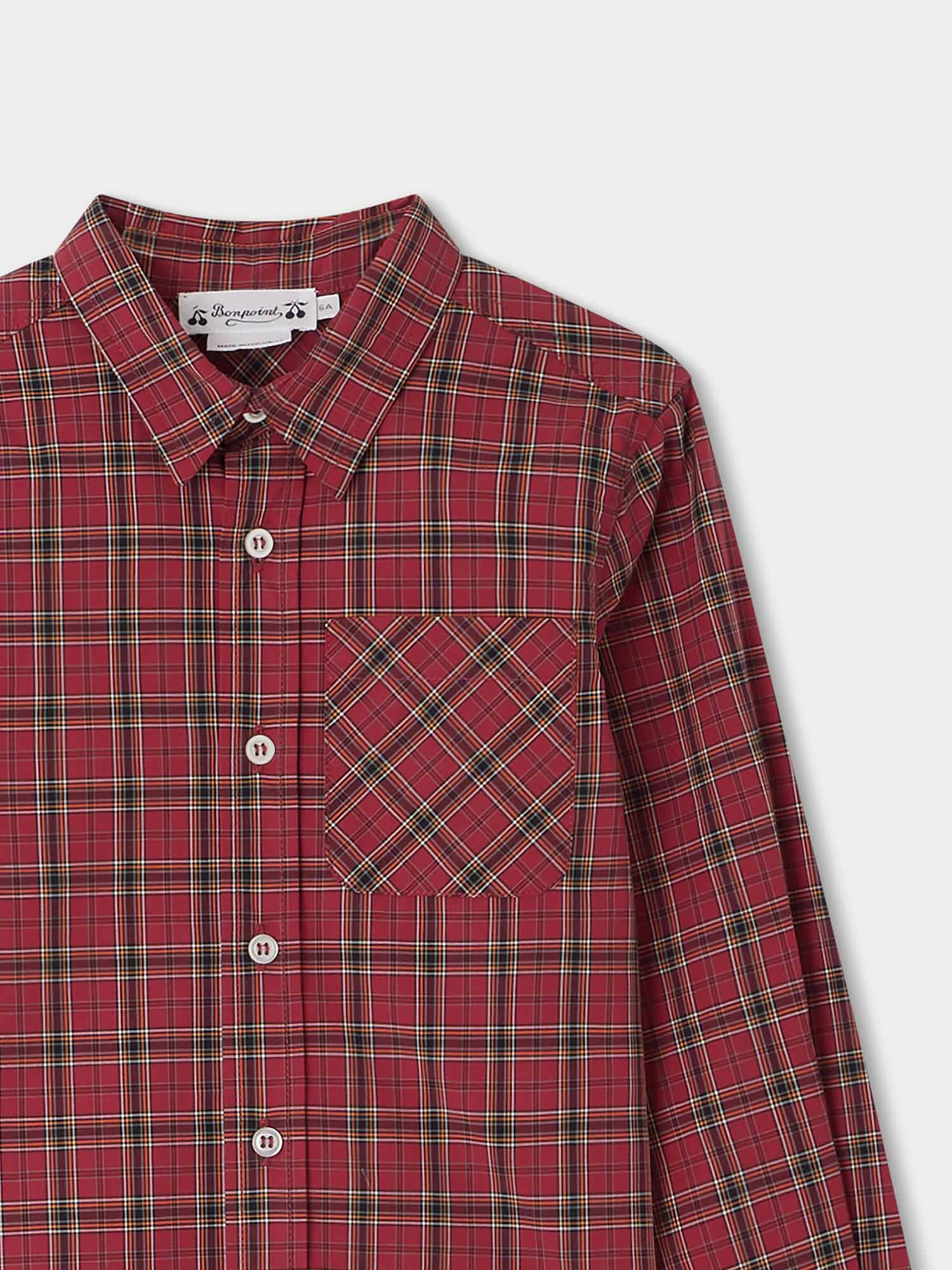 Boy | Tango Checkered Poplin Shirt | Raspberry