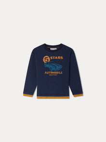 Boy | Bartholomé Navy Blue T Shirt With Car Pattern | Navy