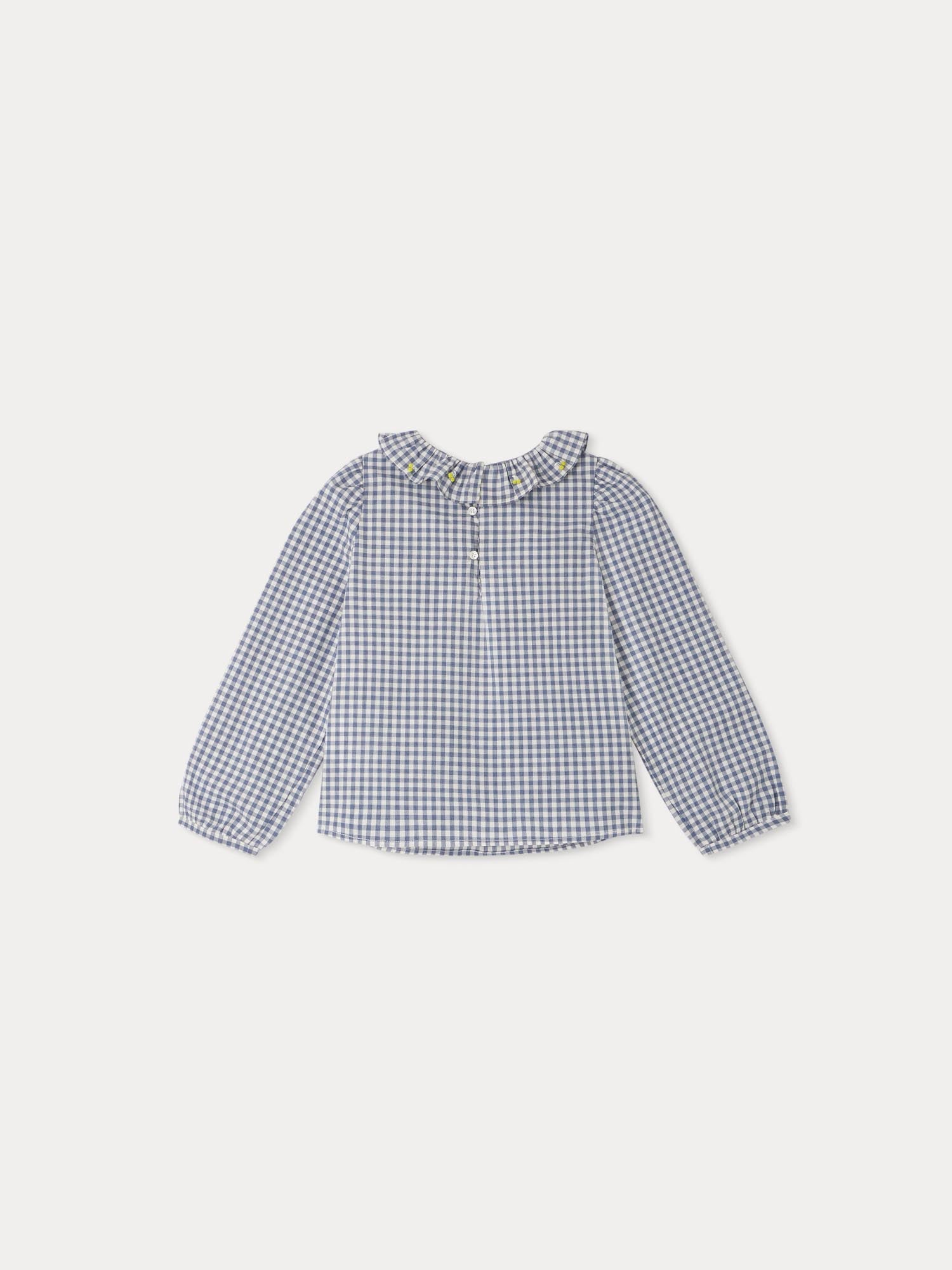 Girl | Timber Checkered Embroidered Blouse | Slate Grey