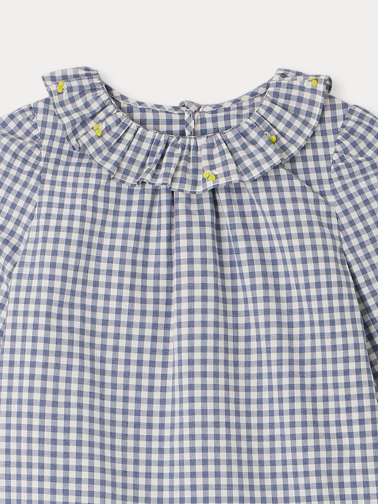 Girl | Timber Checkered Embroidered Blouse | Slate Grey