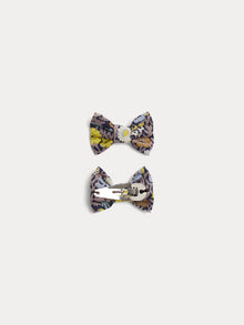 Girl | Miniclic Barrette In Gray Liberty Fabric | Slate Gray
