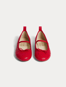 Girl | Soft Red Leather Ballet Flats | Red