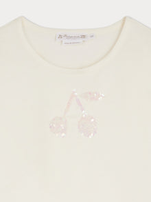 Girl | Gracieuse Cherry Sequin T Shirt | Natural White
