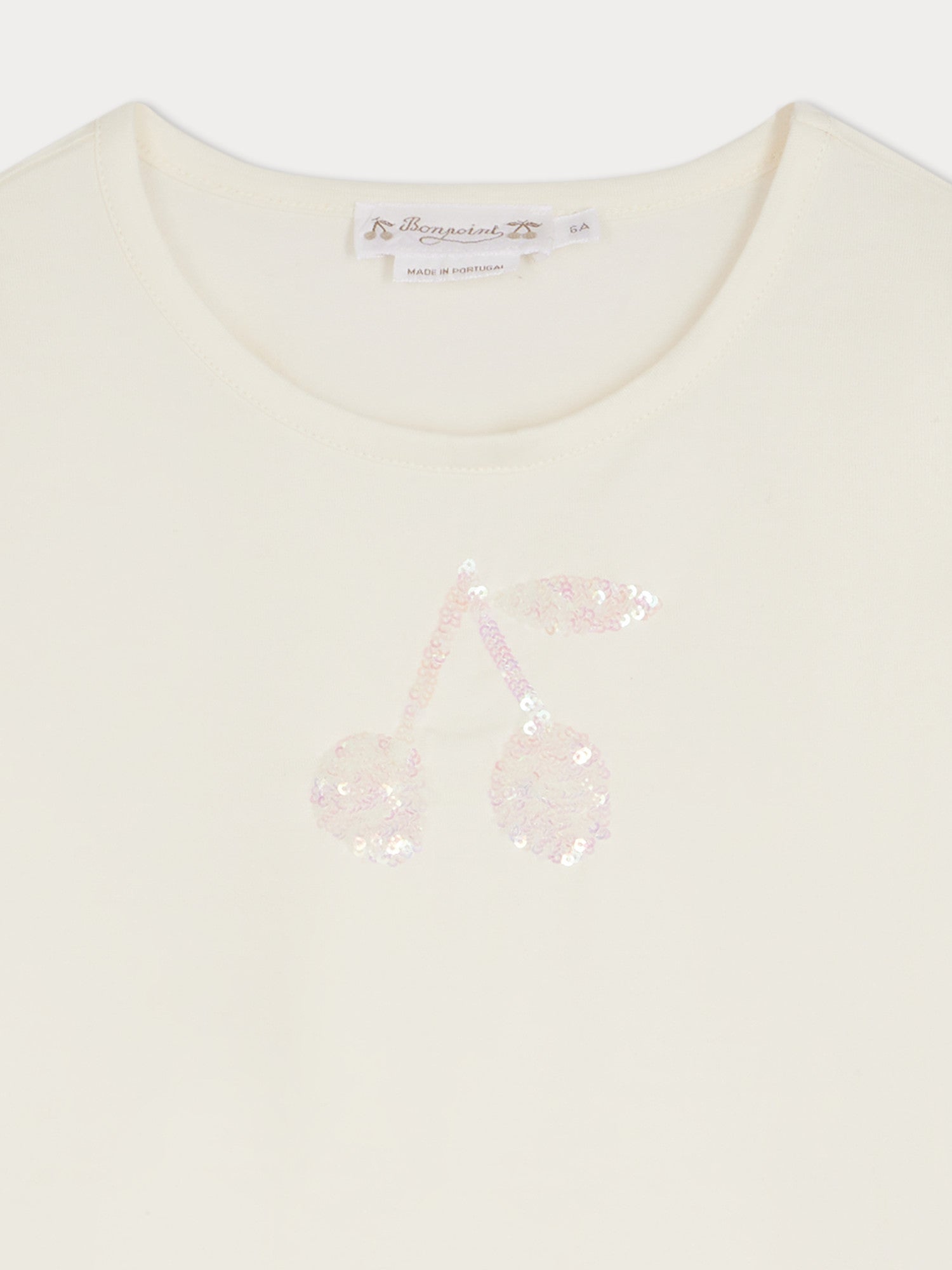 Girl | Gracieuse Cherry Sequin T Shirt | Natural White