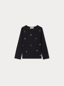Girl | Tidjiane T Shirt With Embroidered Beads | Black
