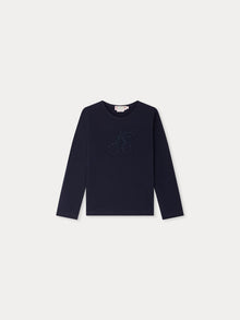 Girl | Tidjiane Embroidered Cherry T Shirt | Navy