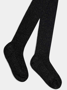 Girl | Thomini Tights In Black Metallic Thread And Cotton | False Black