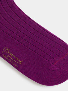 Girl | Thorild Short Purple Wide Ribbed Socks | Burgundy