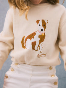 Girl | Anumati Dog Pattern Sweater | Natural White