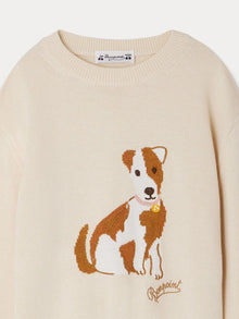 Girl | Anumati Dog Pattern Sweater | Natural White