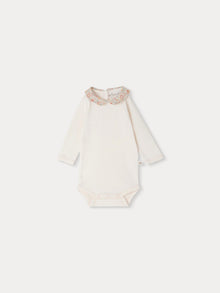 Girl | Cygne Bodysuit With Orange Embroidered Collar | Orange