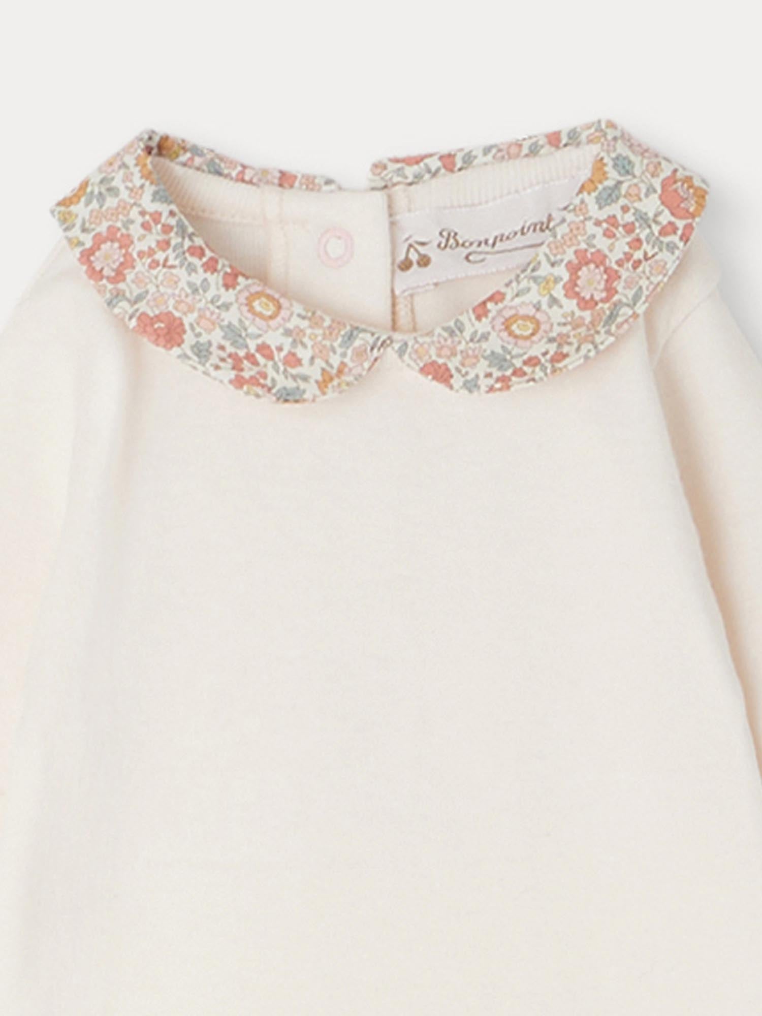 Girl | Cygne Bodysuit With Orange Embroidered Collar | Orange